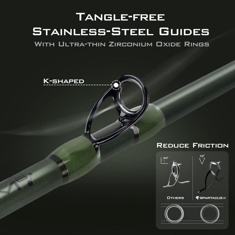 Kastking Spartacus II Fishing Rods - IM6 Graphite Blanks Casting & Spinning Rods, 2-Piece Rods with Extra Tip Section, PTS Power Transition System, KastFlex Technology, Rubber Cork Handle - Image 3